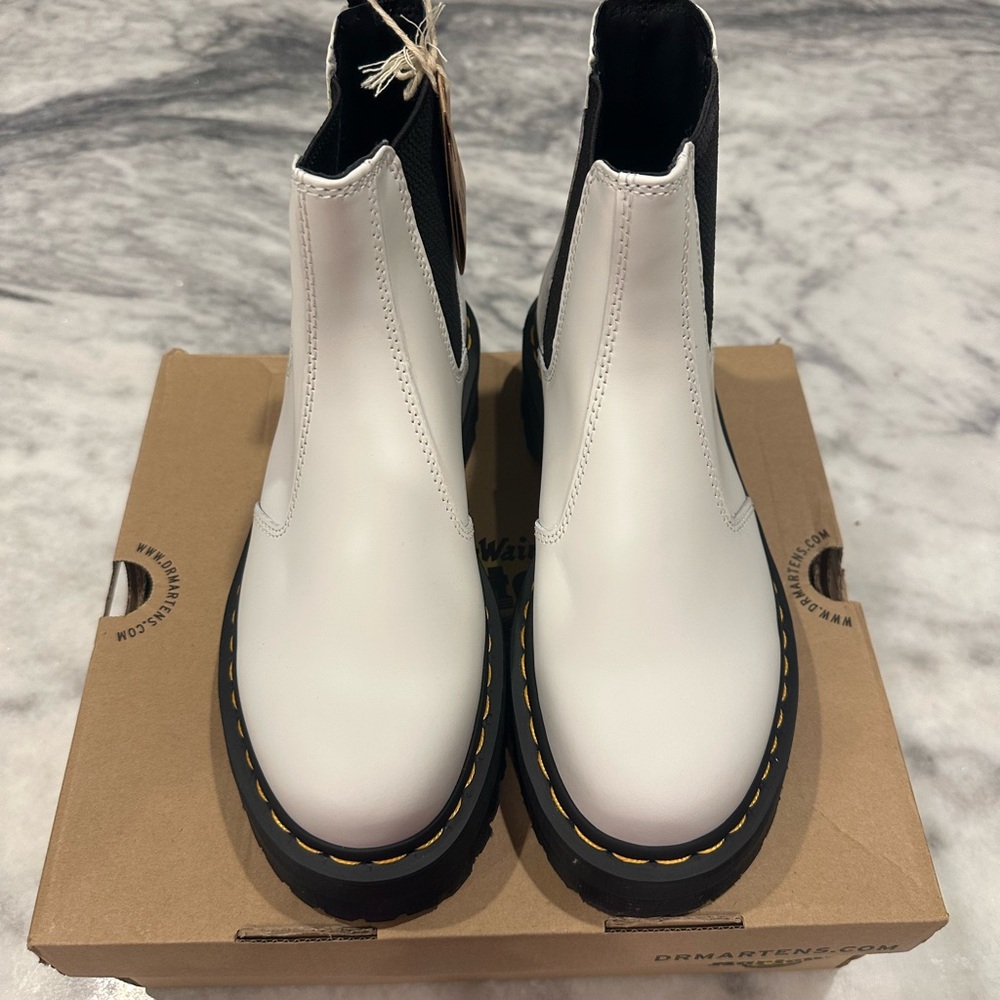 Dr. Martens White and Black Combat Boots